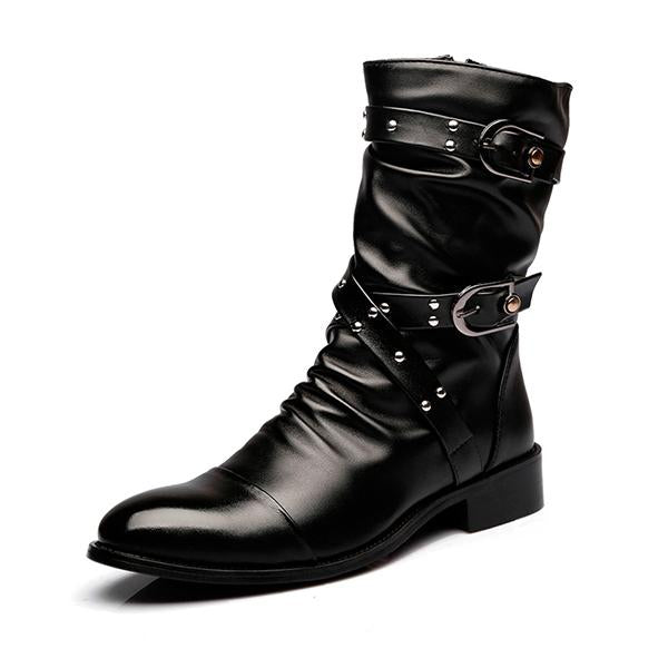 MEN'S STYLISH BELT BUCKLE HIGH TOP ANKLE BOOTS 04305927S