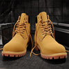 MEN'S YELLOW CASUAL ROUND TOE LACE UP BOOTS 73028877YL