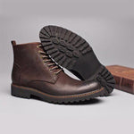 MEN'S SOLID COLOR RETRO LACE UP LEATHER BOOTS 05230372YL