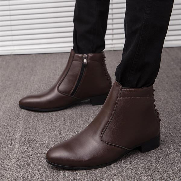 MEN'S POINTED TOE STYLISH BACK LACE-UP CHELSEA BOOTS 81375327S