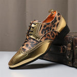 MEN'S CHRISTMAS LEOPARD PRINT LACE UP LEATHER SHOES 99317489YL