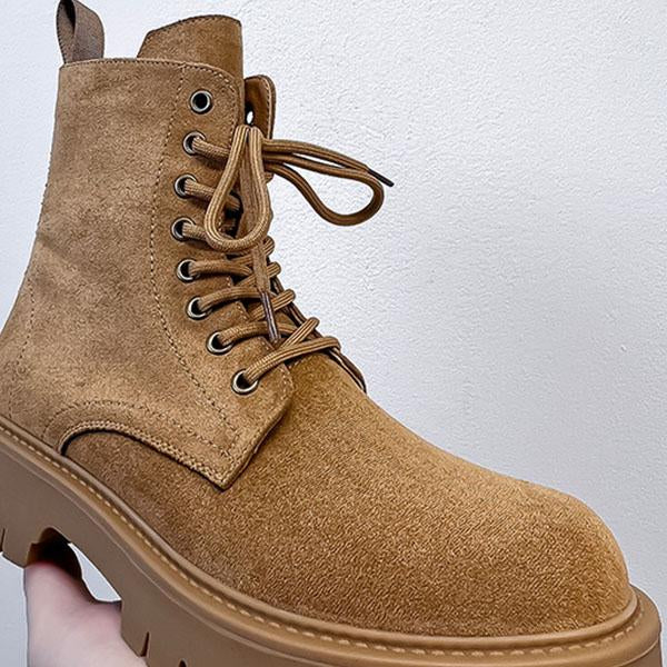 MEN'S SOLID COLOR CASUAL LACE UP BOOTS 92931036YL