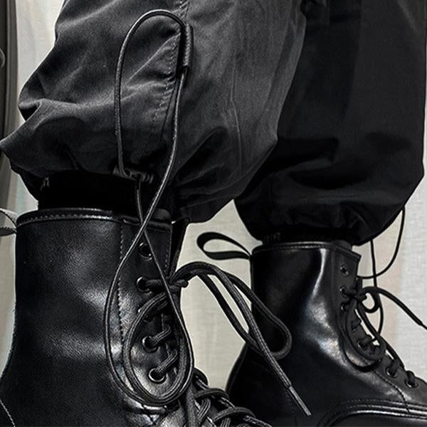 MEN'S BLACK LACE UP BIKER BOOTS 33959955YL