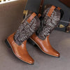 MEN'S RETRO EMBROIDERED LEATHER BOOTS 00575432YL