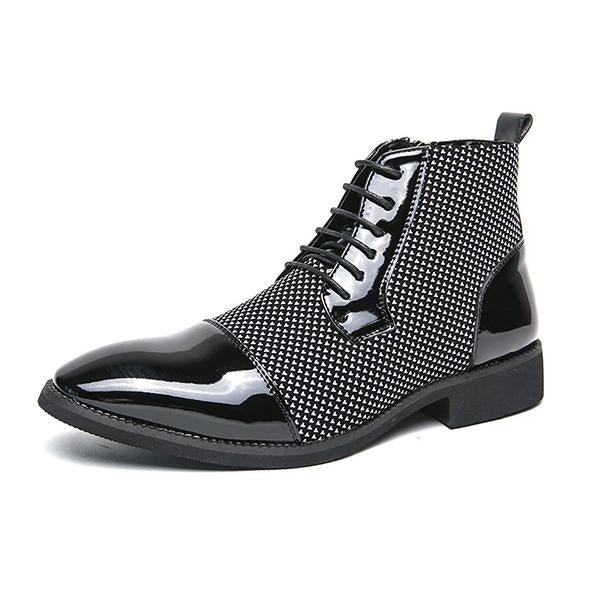 MEN'S CASUAL POINTED LACE UP LEATHER BOOTS 13835085YL