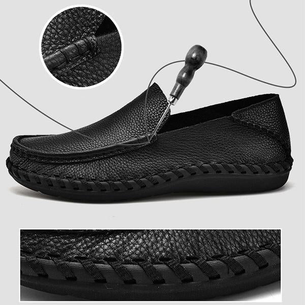 MEN'S WIDE FOOTED CASUAL LEATHER LOAFERS 09464668YL