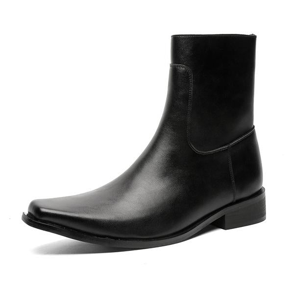 MEN'S BLACK SQUARE SIDE ZIPPER CHELSEA BOOTS 07396735YL