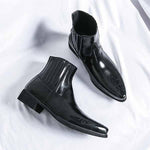 MEN'S RETRO POINTED CHELSEA LEATHER BOOTS 89351996YL