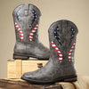 MEN'S WESTERN BOOTS WITH THICK HEEL AND FLAG PATTERN 14289234S