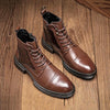 MEN'S VINTAGE STONE PATTERN LACE-UP BOOTS 90316758S