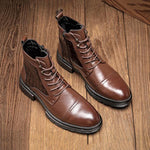 MEN'S VINTAGE STONE PATTERN LACE-UP BOOTS 90316758S