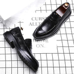 MEN'S THICK-SOLED SLIP-ON CASUAL BUSINESS LEATHER SHOES 30317375S