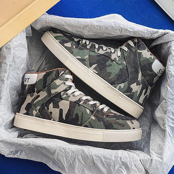 MEN'S CASUAL CAMOUFLAGE CANVAS HIGH-TOP SNEAKERS 81158803S