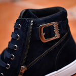 MEN'S BELT BUCKLE LACE-UP HIGH-TOP CASUAL SHOES 42210186S