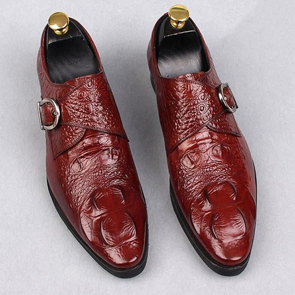 MEN'S CROCODILE PATTERN BUCKLE DRESS SHOES 34560961S