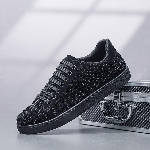 MEN'S STYLISH RHINESTONE LACE-UP CASUAL SHOES 27605133S