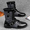 MEN'S STYLISH BELT BUCKLE CASUAL LACE-UP BOOTS 39993332S