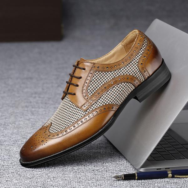 MEN'S BROGUE FASHION HOUNDSTOOTH DRESS SHOES 63097559S