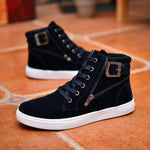 MEN'S BELT BUCKLE LACE-UP HIGH-TOP CASUAL SHOES 42210186S