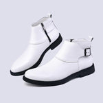 MEN'S SOLID COLOR BUCKLE ADJUSTABLE CASUAL LEATHER BOOTS 13699615YL