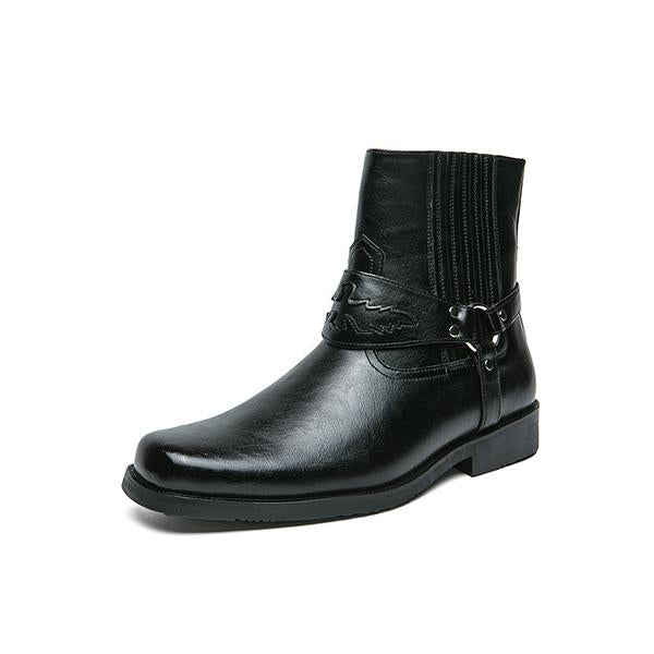 MEN'S RETRO SQUARE TOE SIDE ZIPPER ANKLE BOOTS 52076502YL