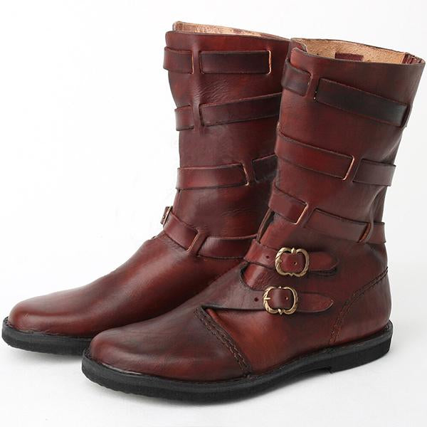 MEN'S VINTAGE MULTI-LAYER BUCKLE MID-CALF BOOTS 15883924S