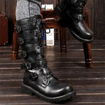 MEN'S VINTAGE MULTI-LAYERED BELT BUCKLE BIKER BOOTS 32288908S