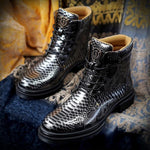 MEN'S COLORFUL SNAKE-EFFECT LACE-UP BOOTS 29131860S