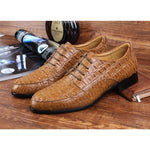 MEN'S CROCODILE PATTERNED BLOCK LEATHER SHOES 31185066YL