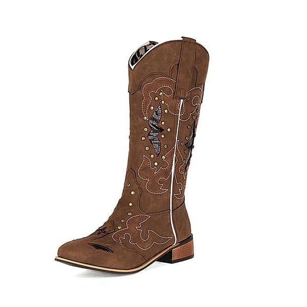 MEN'S MID LENGTH RETRO EMBROIDERED COWBOY BOOTS 75035467YL