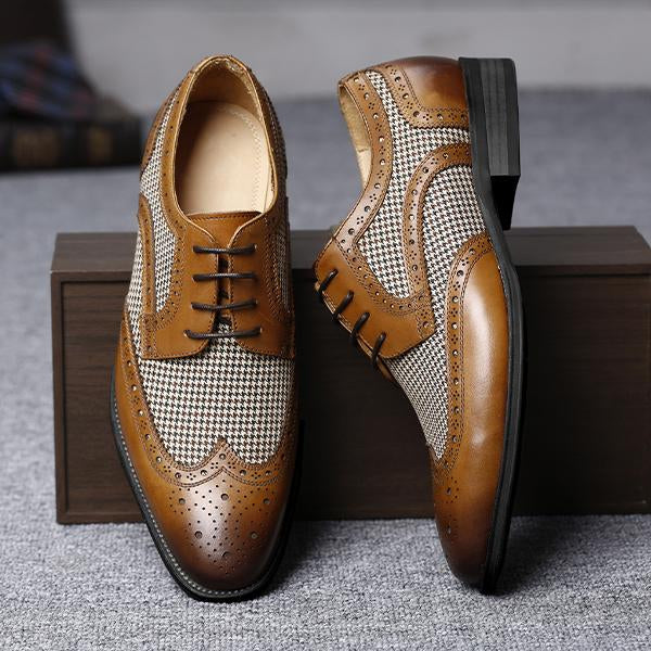 MEN'S BROGUE FASHION HOUNDSTOOTH DRESS SHOES 63097559S