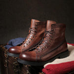 MEN'S VINTAGE DISTRESSED LACE-UP BOOTS 86674332S