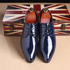 MEN'S POINTED TOE LACE-UP SHINY LEATHER SHOES 84489087S