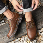 MEN'S RETRO TRENDY LACE-UP CASUAL WORK SHOES 13829634S