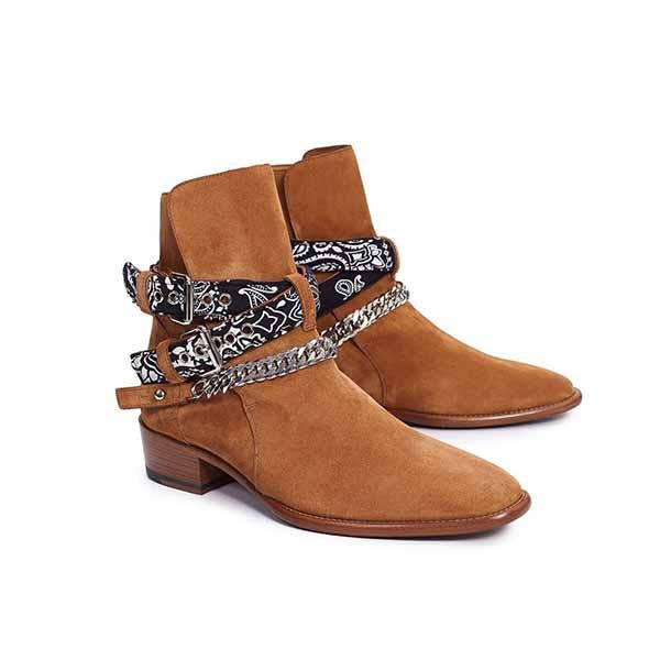 MEN'S RETRO METAL CHAIN ANKLE BOOTS 17751671YL