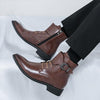 MEN'S CASUAL BELT BUCKLE POINTED TOE LACE UP BOOTS 28161428S