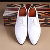 MEN'S POINTED TOE LACE-UP SHINY LEATHER SHOES 84489087S