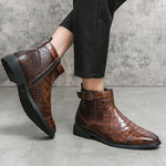 MEN'S FASHION CROCODILE PATTERN BUSINESS CHELSEA BOOTS 06439005S