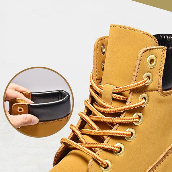 MEN'S YELLOW CASUAL ROUND TOE LACE UP BOOTS 73028877YL