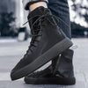 MEN'S CASUAL SHINY HIGH-TOP THICK-SOLED LACE-UP BOOTS 98144821S