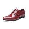 MEN'S POINTED TOE LACE-UP SHINY LEATHER SHOES 84489087S