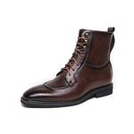 MEN'S POINTED METAL BUCKLE RETRO DESIGN LACE UP BOOTS 96684680YL