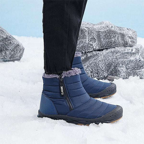 MEN'S WARM COMFORTABLE FAUX FUR INSULATED NON-SLIP OUTDOOR LACE-UP MID CALF BOOTIES 93653373YL