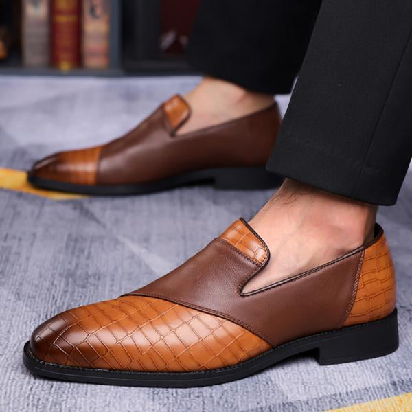 MEN'S STYLISH TEXTURED LEATHER SLIP-ON DRESS SHOES 15279050S