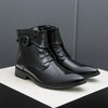 MEN'S CASUAL BELT BUCKLE POINTED TOE LACE UP BOOTS 28161428S