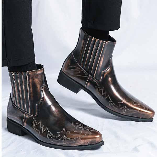 MEN'S RETRO POINTED CHELSEA LEATHER BOOTS 89351996YL