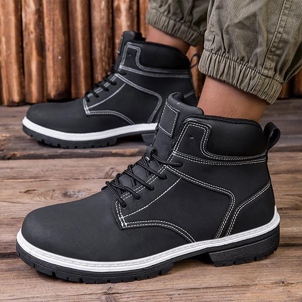 MEN'S CASUAL THICK SOLE LACE-UP WORK STYLE BOOTS 88453431S