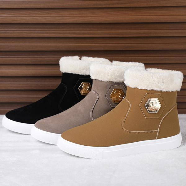 MEN'S FASHION PLUSH SIDE ZIPPER ANKLE SNOW BOOTS 03174802S