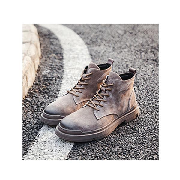 MEN'S SOLID COLOR LACE UP RETRO BOOTS 16264163YL