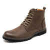 MEN'S SOLID COLOR RETRO LACE UP LEATHER BOOTS 05230372YL